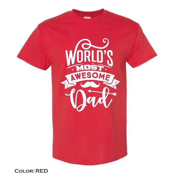 Gildan Men's Shirt World's Most Awesome Dad, Father's Day, Gold, M,L,XL - Picture 6 of 7